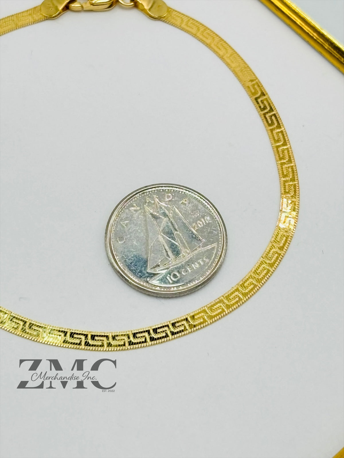 18K Gold F Flat Bracelet