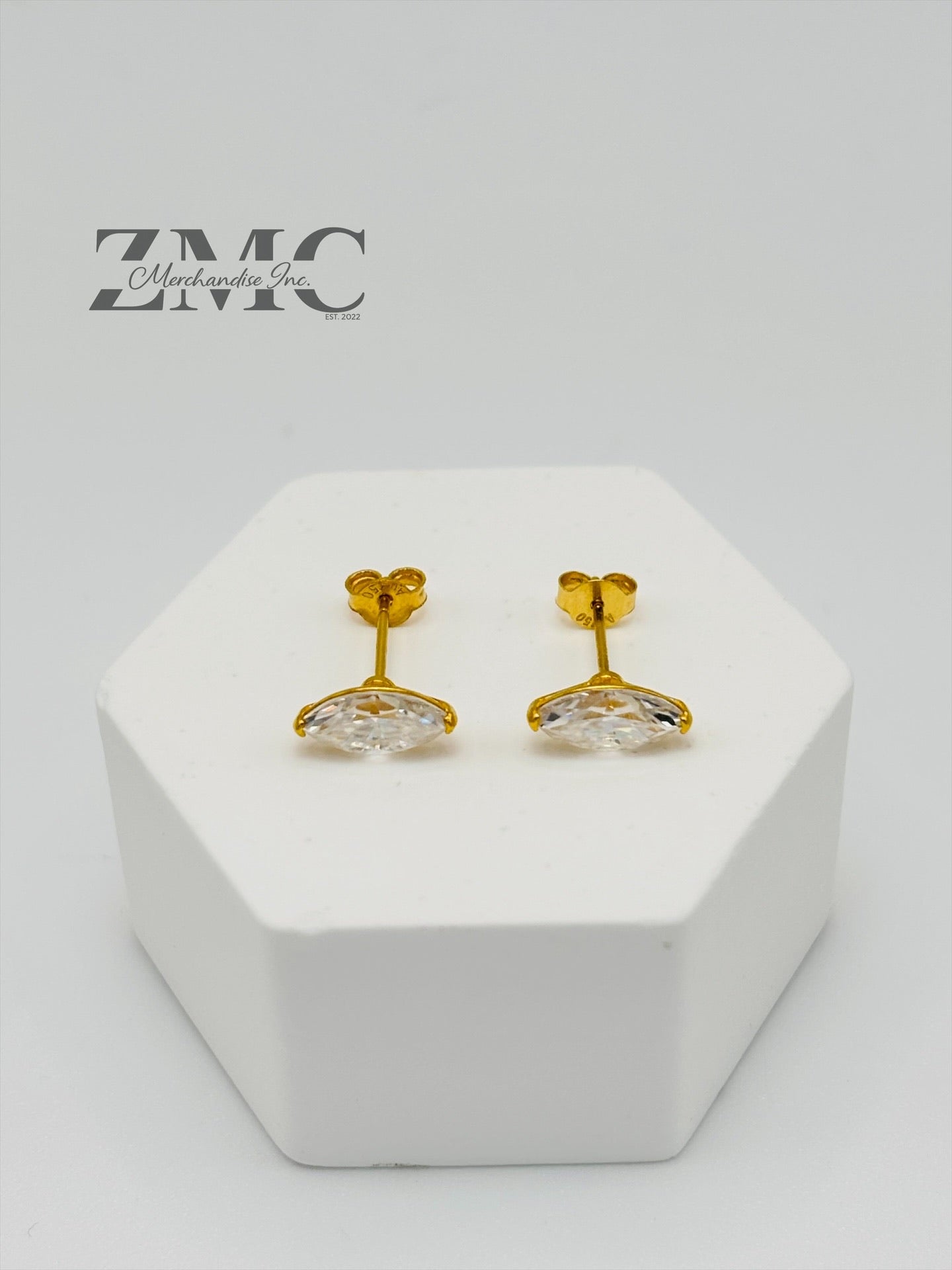 18K Gold Marquise Moissanite Diamond Earrings