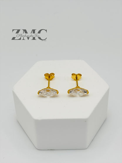 18K Gold Marquise Moissanite Diamond Earrings