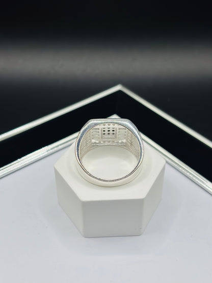 S925 Silver Stone White/Black Ring