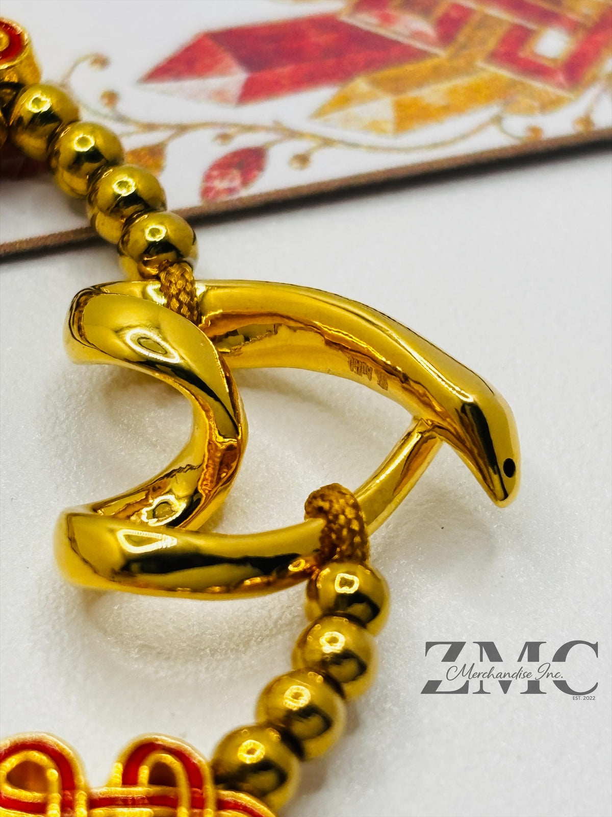 18K Gold Open Heart Lucky Mystic Knot String Bracelet (Electroform Heart)