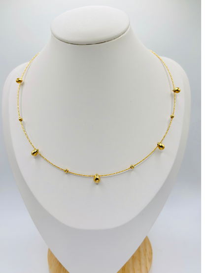 K18 Japan Gold Teardrop Omega Necklace
