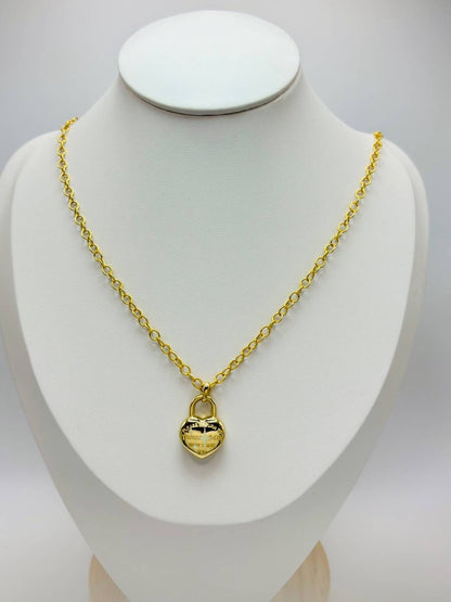 18K Gold Circle Chain with K18 Japan Gold Heart Necklace