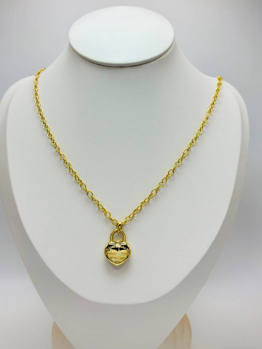 18K Gold Circle Chain with K18 Japan Gold Heart Necklace