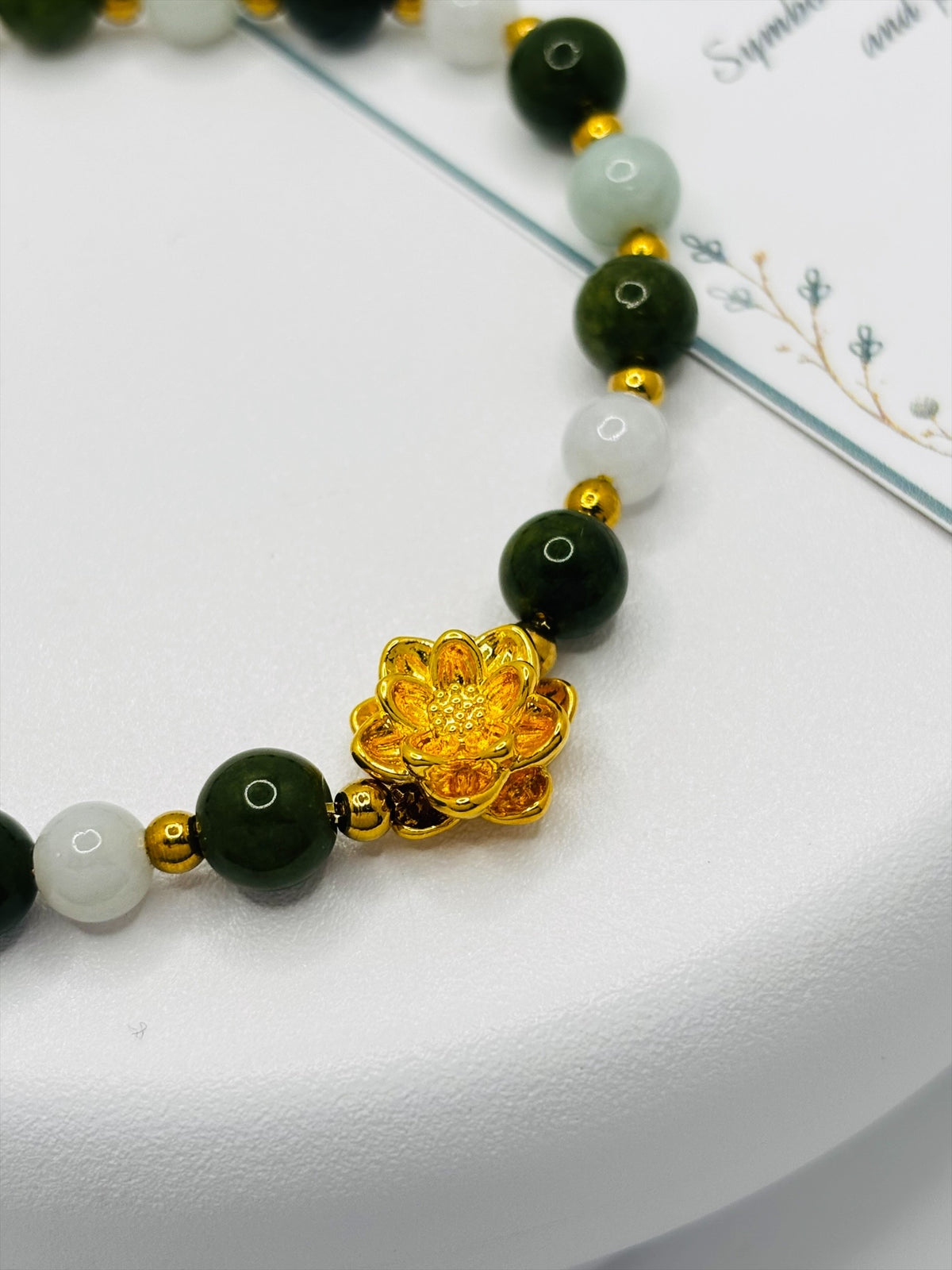 18K Gold Lucky Lotus Jade Bracelet ( Hollow Empty Inside)