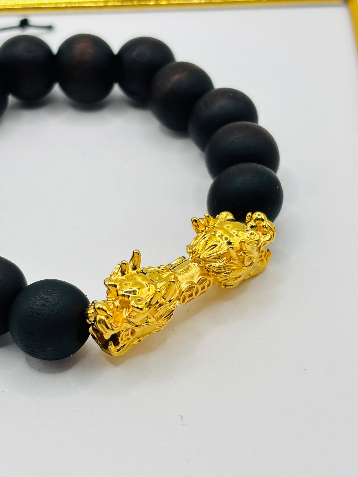 18K Gold Lucky Dragon Wood Stone ( Hollow Empty Inside) XXL