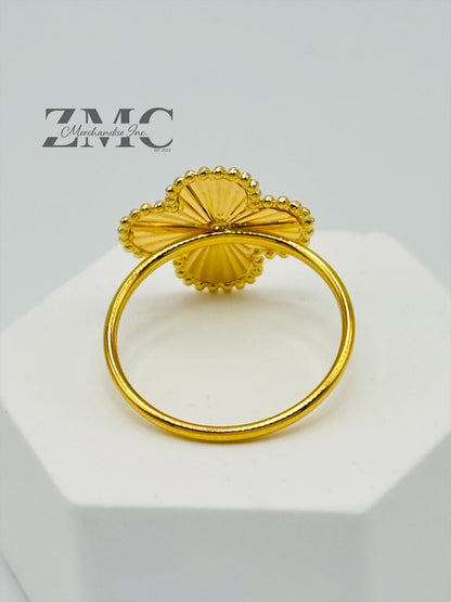 18K Gold Ring Clover 15mm