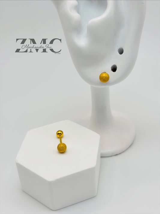 18K Gold Matte/Plain Ball Screw Earrings