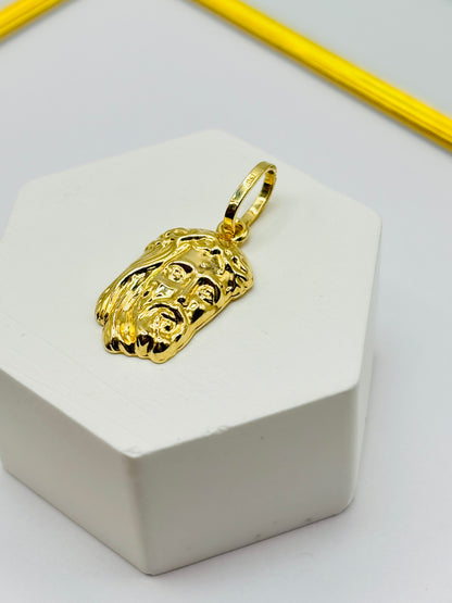 18K Gold Jesus face Pendant