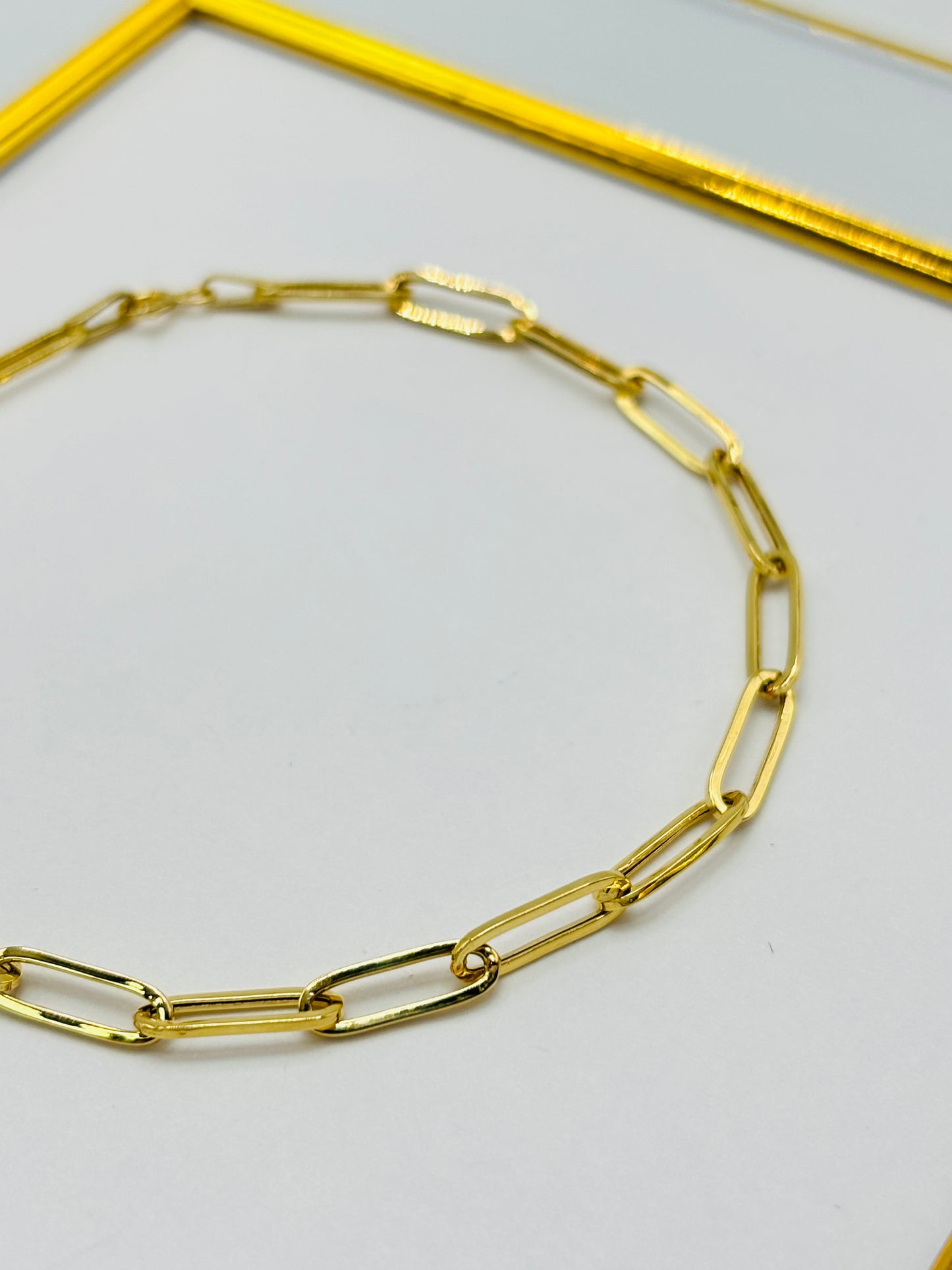 18K Gold Paperclip Bracelet 11 mm Link