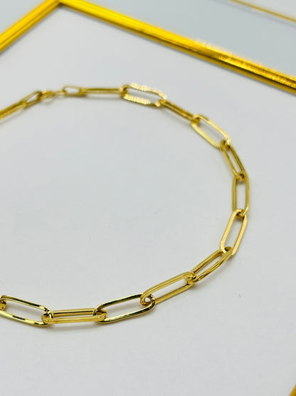 18K Gold Paperclip Bracelet 11 mm Link