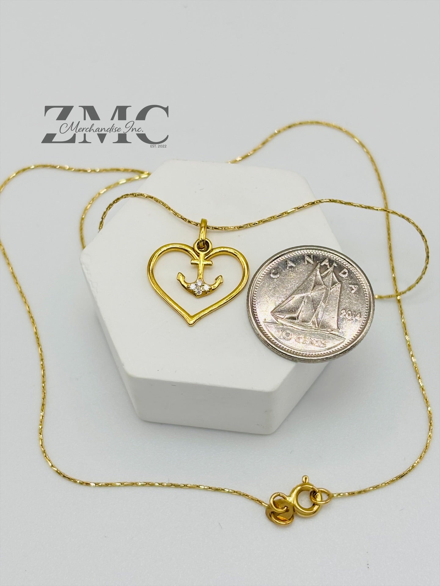 18K Gold Heart & Anchor Necklace