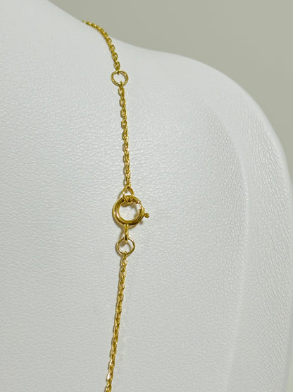 18K Gold Necklace with Attached Pendant Cross and Mama Mary