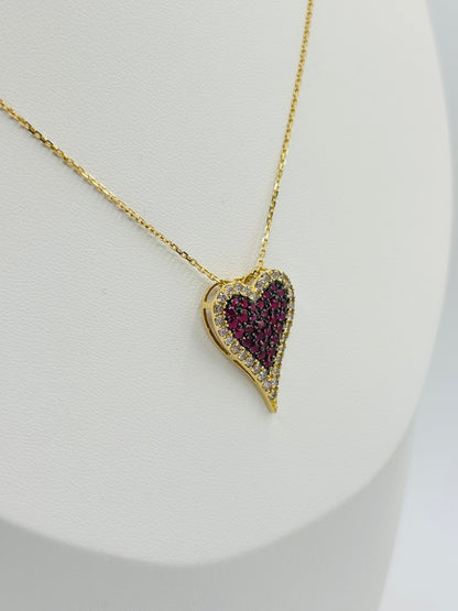 K18 Japan Gold Natural Diamond 0.40ct and Ruby 0.60ct Necklace
