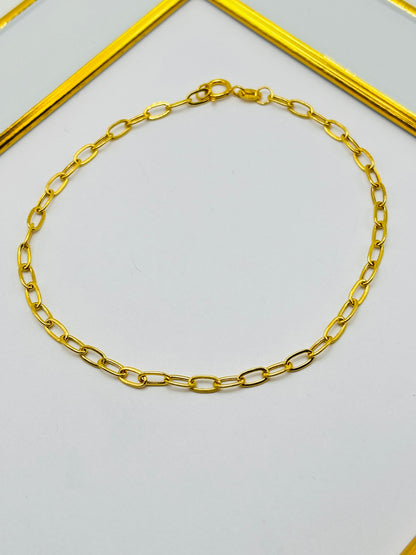 18K Gold Small Link Paperclip Bracelet