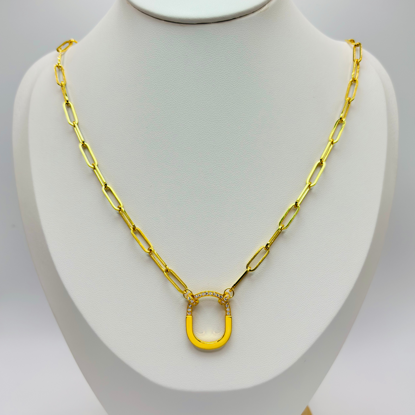 18K Gold Paperclip Interlock Necklace