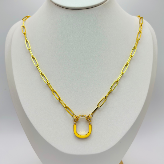 18K Gold Paperclip Interlock Necklace