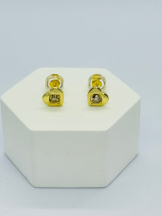 K18 Japan Gold Heart Earrings 0.20 carat Natural Diamond