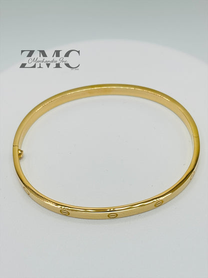 18K Gold Slim Screw Bangle