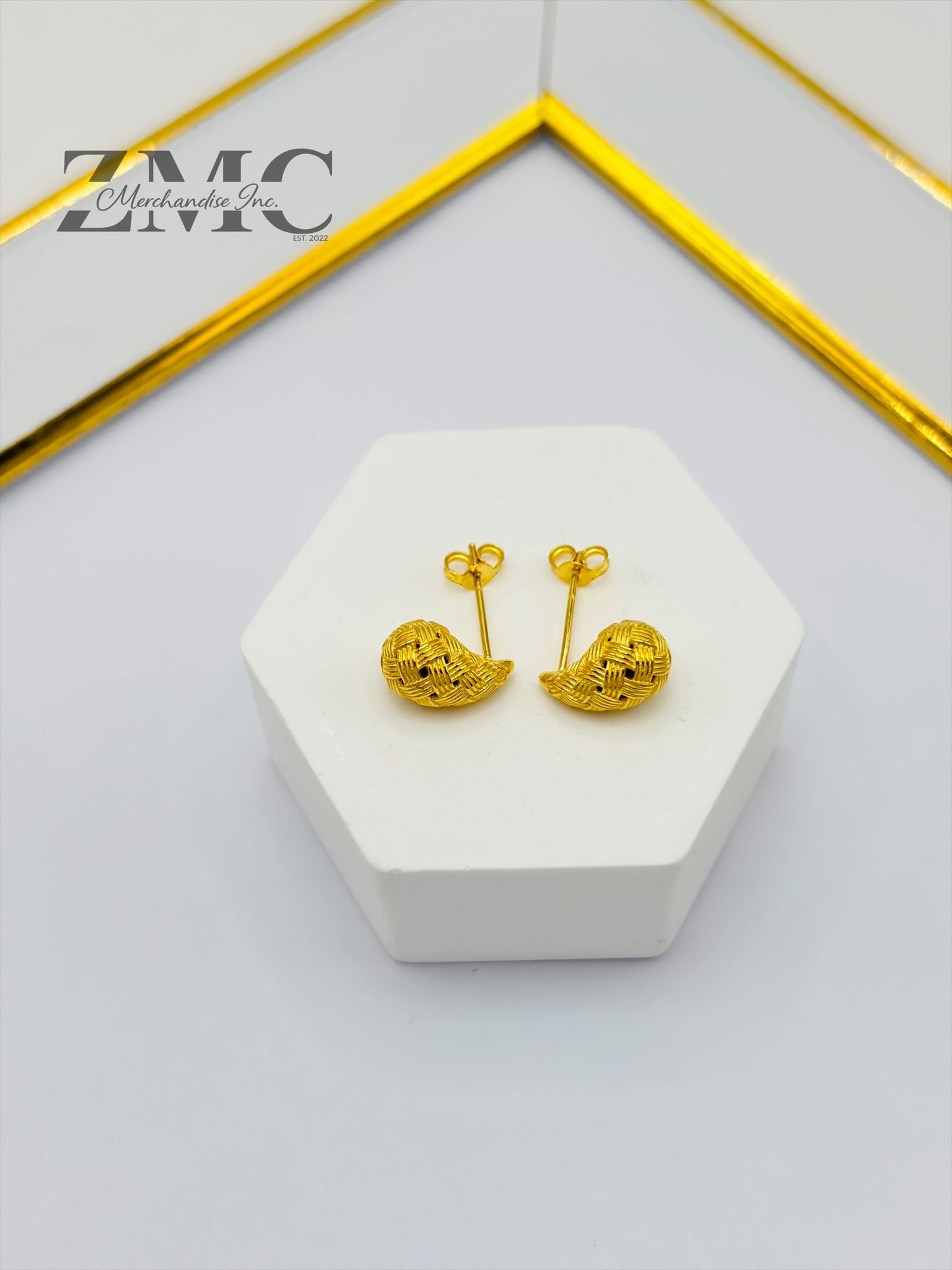 18K Gold Net Teardrop Earrings