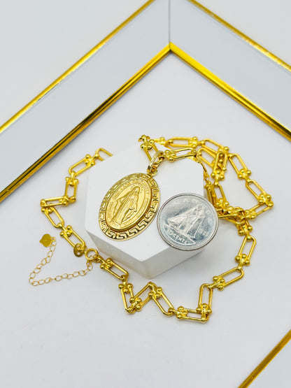 18K Gold Flat Hardware Necklace