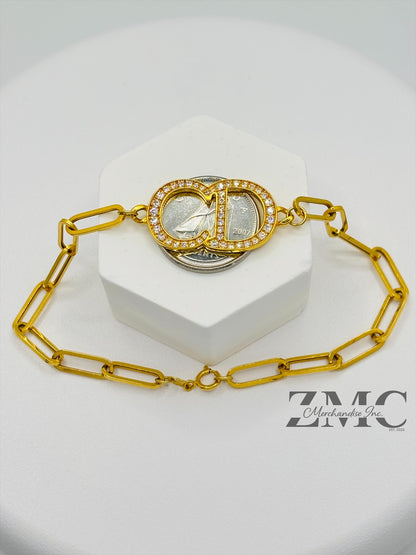 18K Gold Paperclip Bracelet