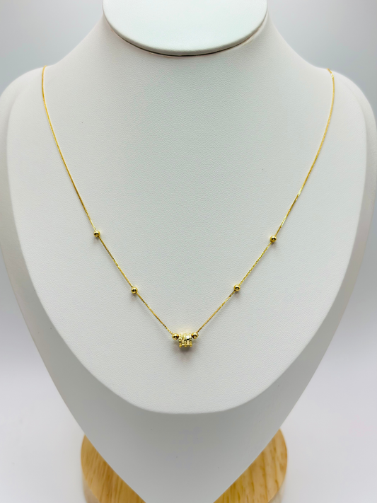 18K gold Ball & Barrel Attached Necklace