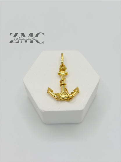 18K Gold Anchor Pendant