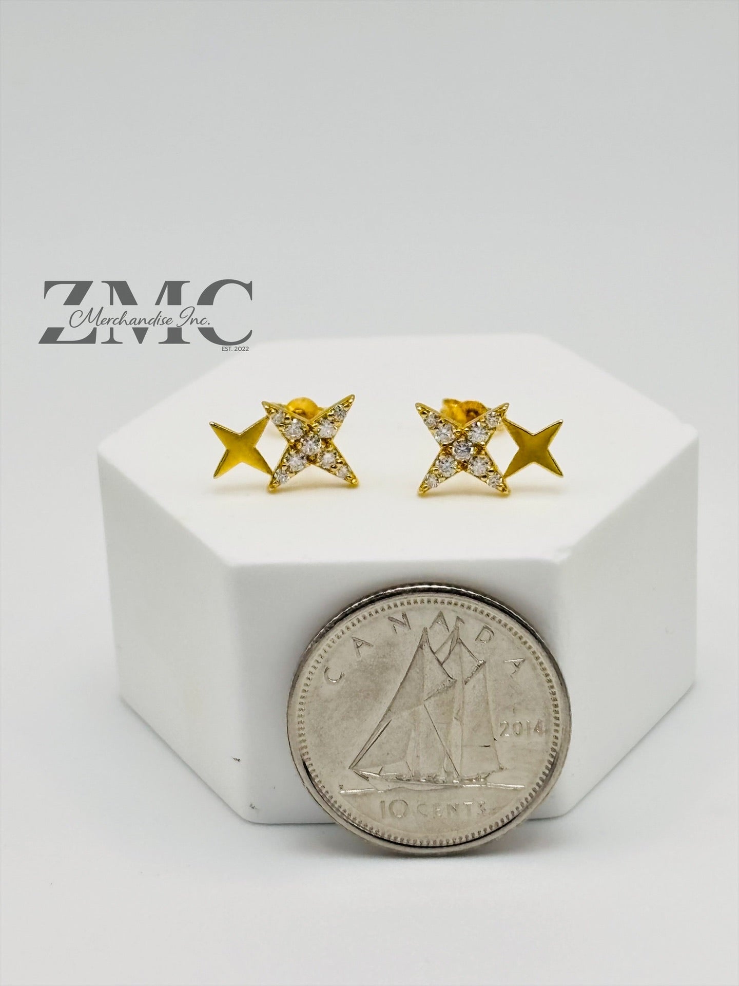 18K Gold Double Star Moissanite Diamond Earrings