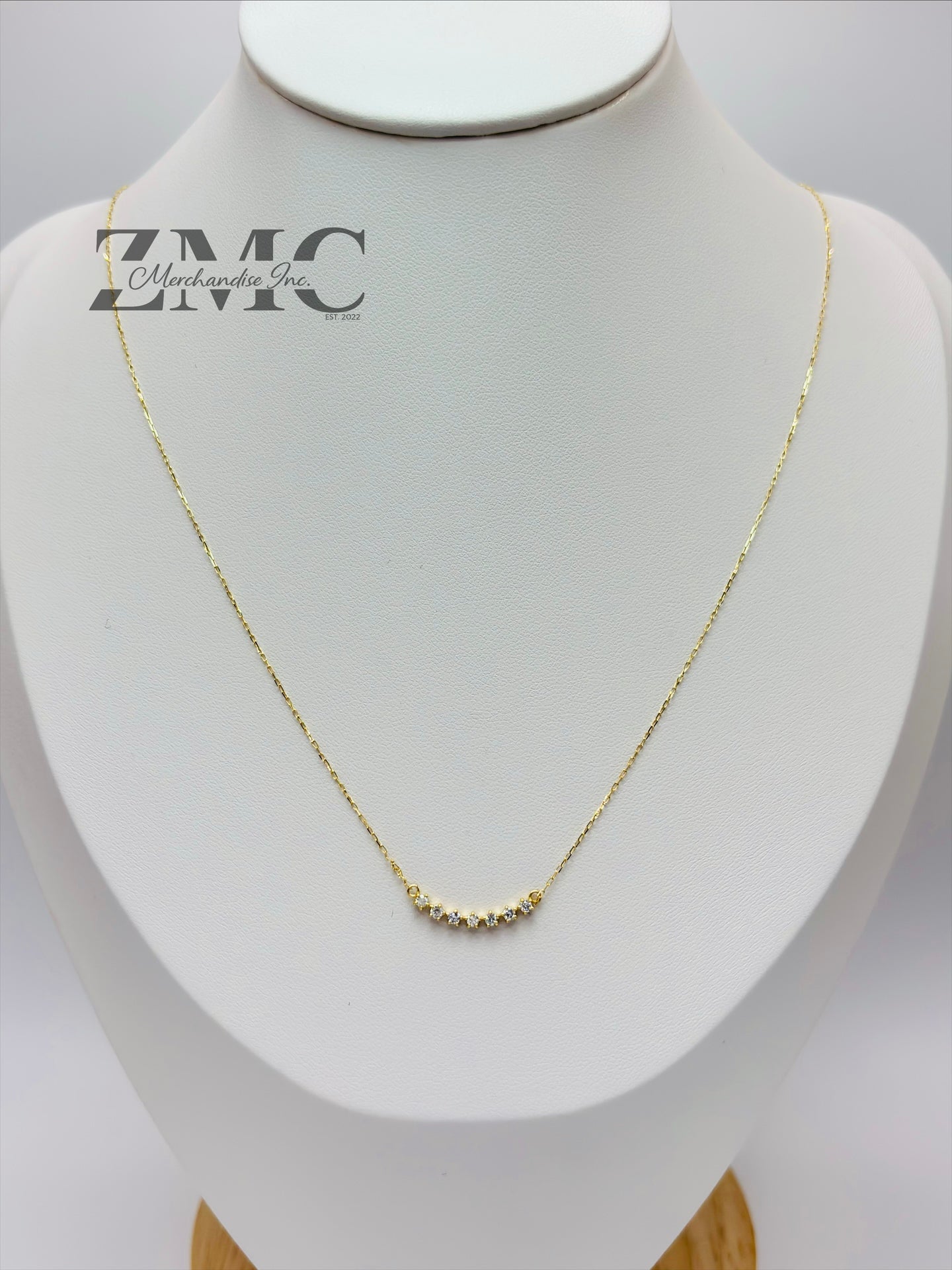 18K Gold Attached 7 Stone Necklace 0.168 carat Natural Diamond