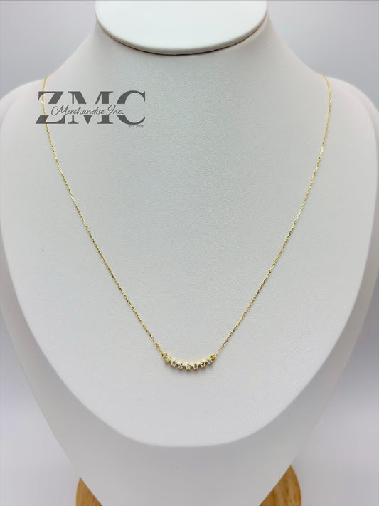 18K Gold Attached 7 Stone Necklace 0.168 carat Natural Diamond