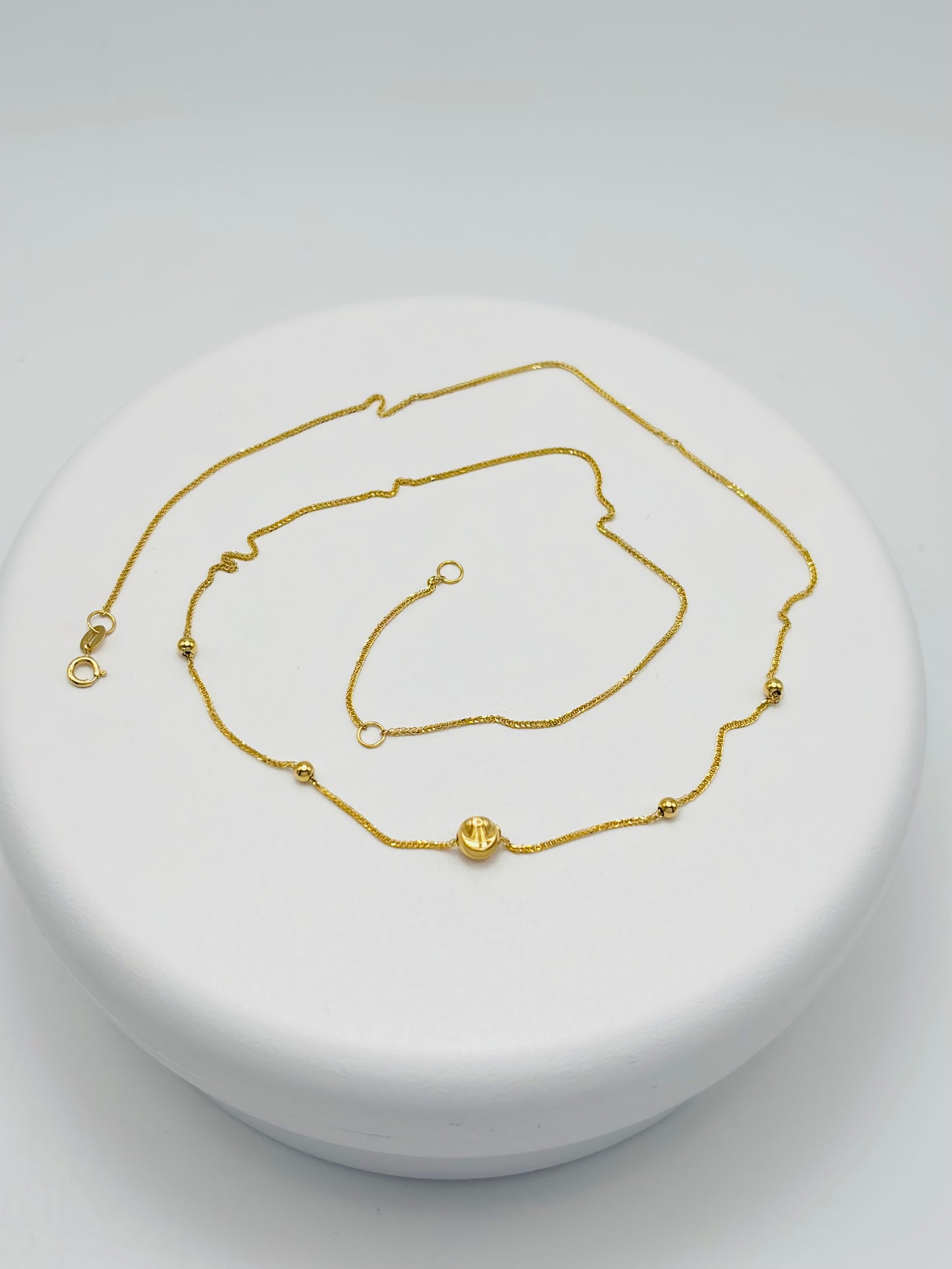 18K Gold Cat's Eye Ball Necklace