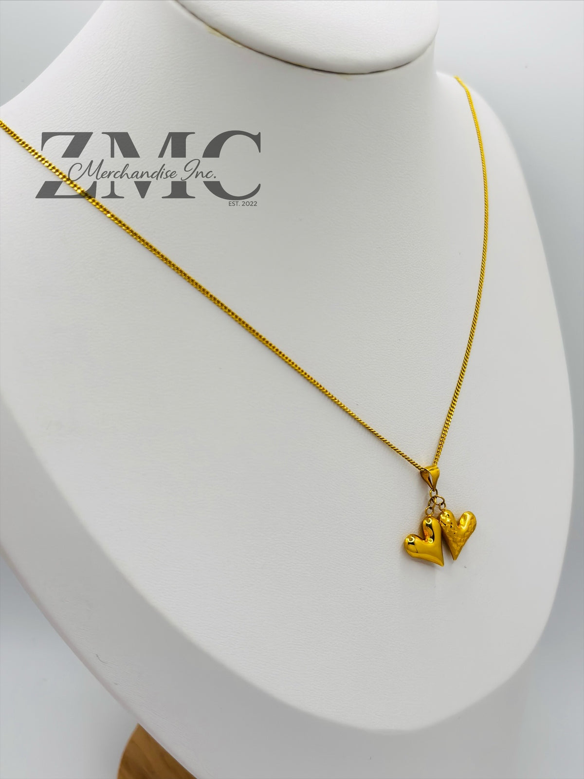 18K Gold Double Heart Necklace