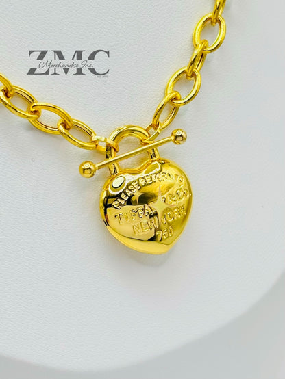 18K Gold Heart Attached Necklace