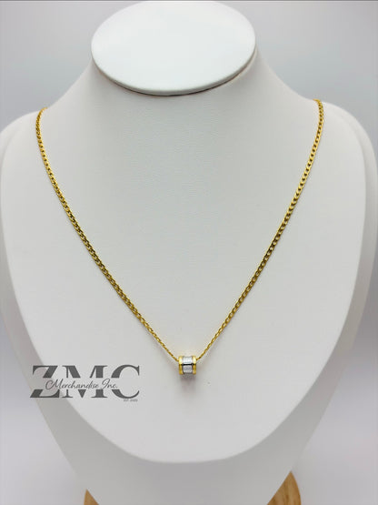 18K Gold Barrel Necklace