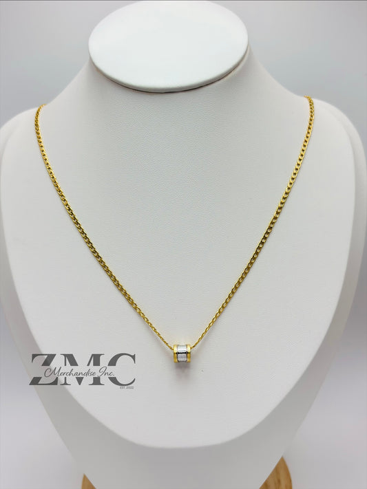 18K Gold Barrel Necklace