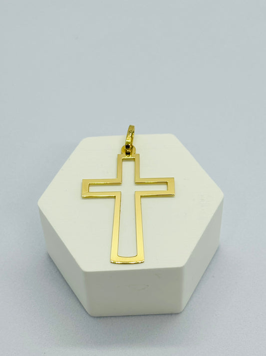 18K Gold Flat Cross Pendant