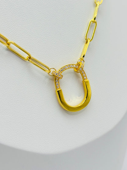 18K Gold Paperclip Interlock Necklace