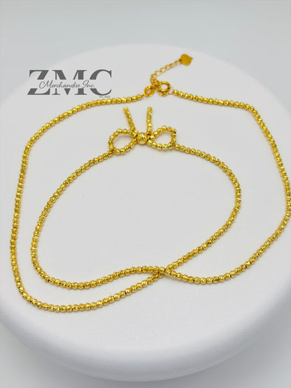 18K Gold Mirror Ball Ribbon Necklace
