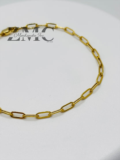18K Gold Mini Paperclip Bracelet