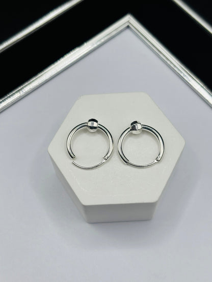 S925 Silver Plain Ball Loop Earrings