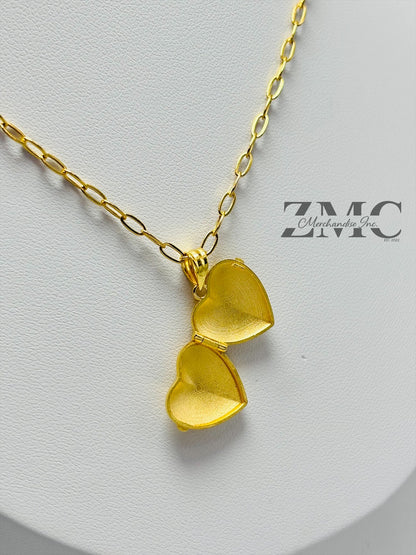 18K Gold Heart Locket Necklace