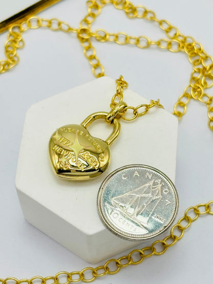 18K Gold Circle Chain with K18 Japan Gold Heart Necklace