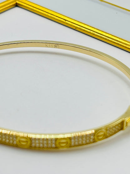 K18 Japan Gold Love Bangle with Stone Clip Type