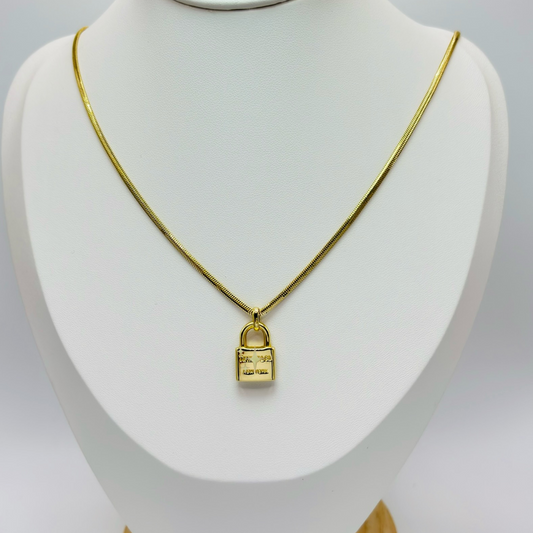 18K Gold Padlock Necklace