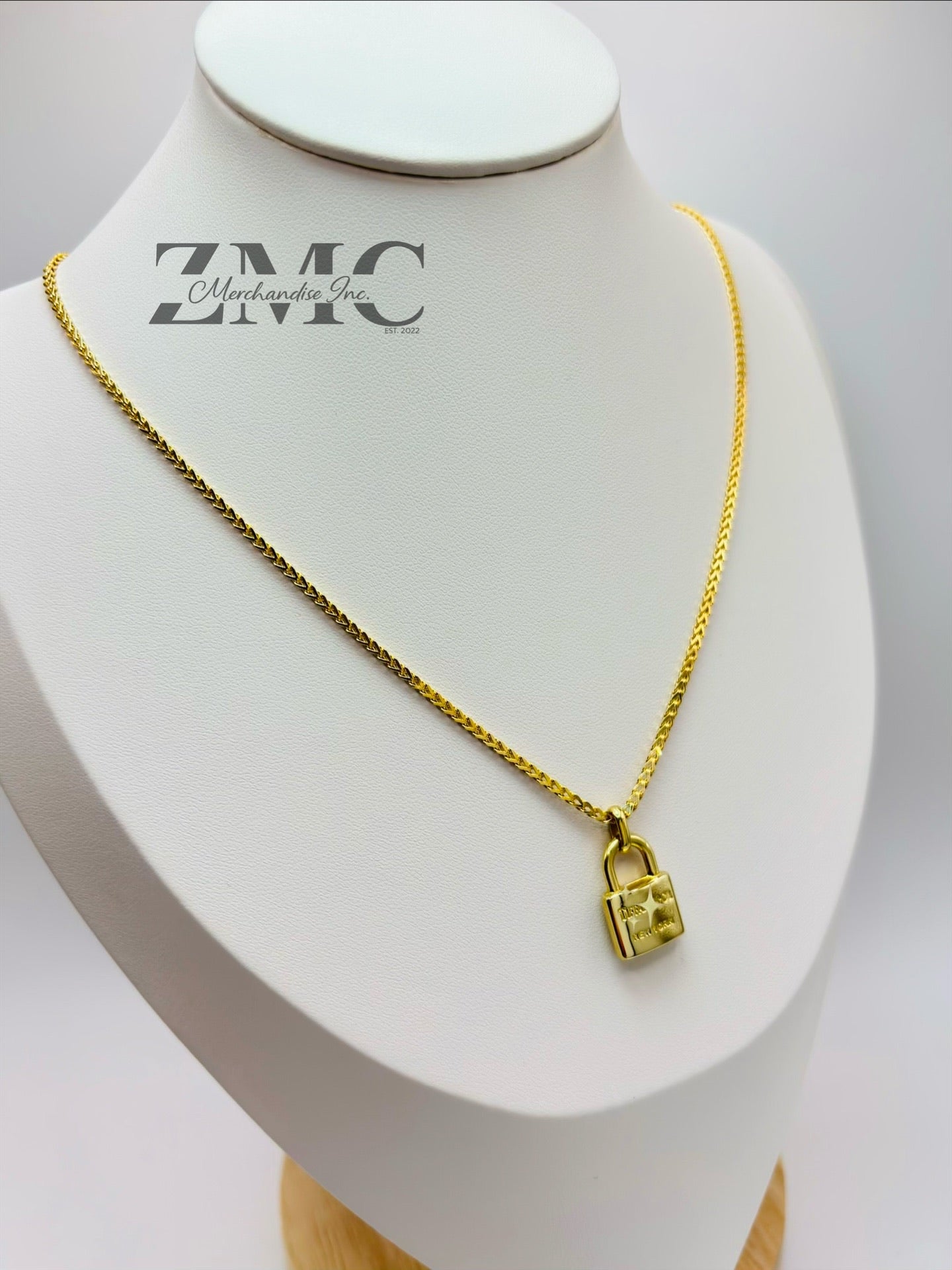 18K Gold Foxtail Padlock Necklace