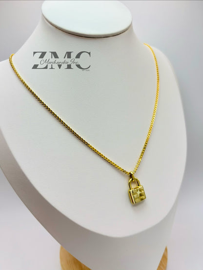 18K Gold Foxtail Padlock Necklace