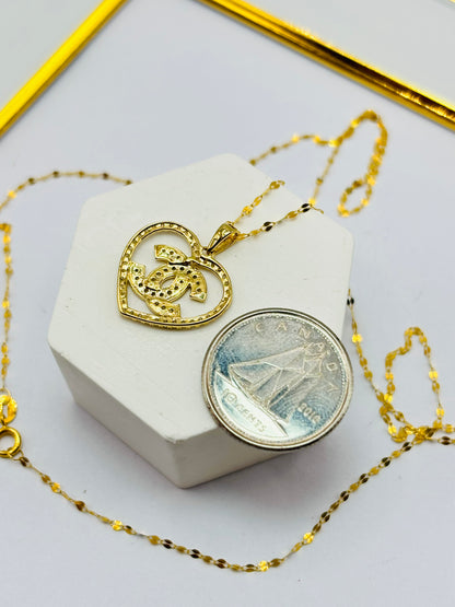 K18 Japan Gold Heart Necklace Natural Diamond with FREE 18K Gold Chain