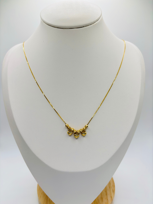 18K Gold Cat's Eye Heart Necklace