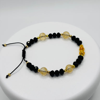 18K Gold Lucky Piyao/ Pi Xiu Citrine String Bracelet ( Hollow Empty Inside) Small